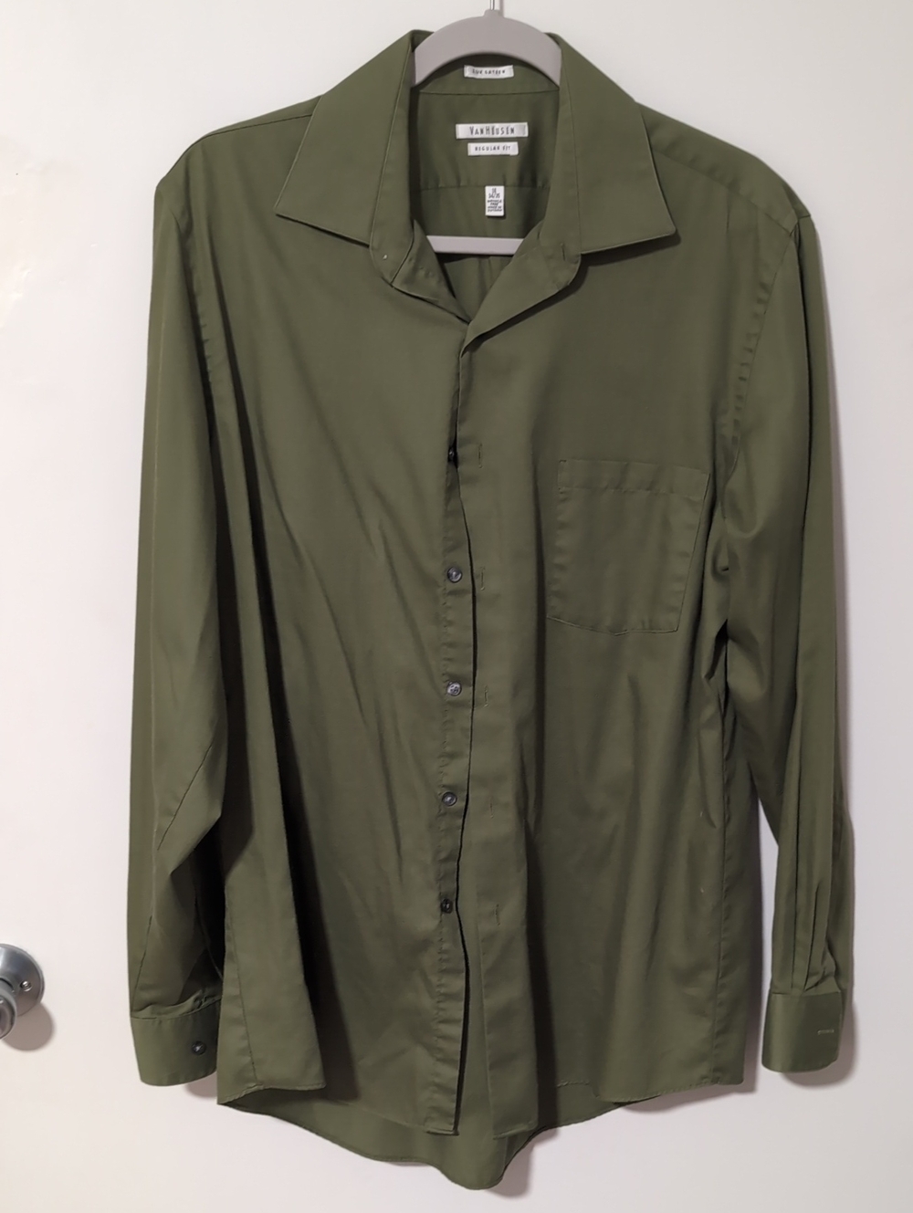 Van Heusen Men's Olive Green Button-Down Dress Shirt